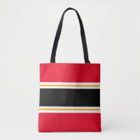 Bold Sporty Red Black White Yellow Racing Stripes