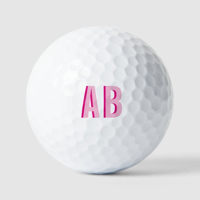 Bold Stacked Pink 2 Letter Monogram Golf Balls (Front)