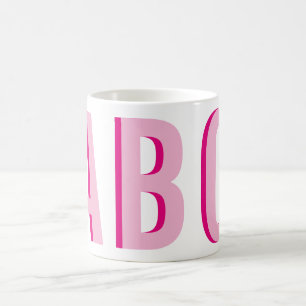 Bold Stacked Pink 3 Letter Monogram Coffee Mug