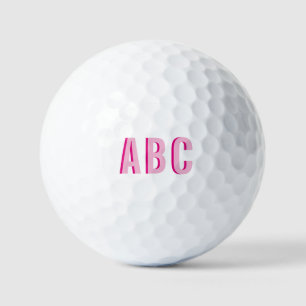 Bold Stacked Pink 3 Letter Monogram Golf Balls