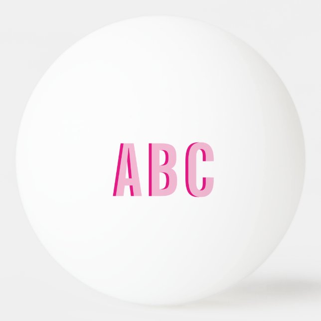 Bold Stacked Pink 3 Letter Monogram Ping Pong Ball (Front)