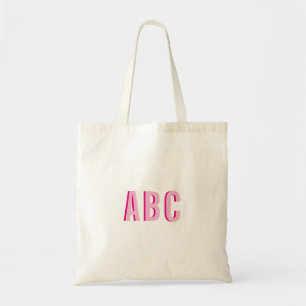 Bold Stacked Pink 3 Letter Monogram Tote Bag