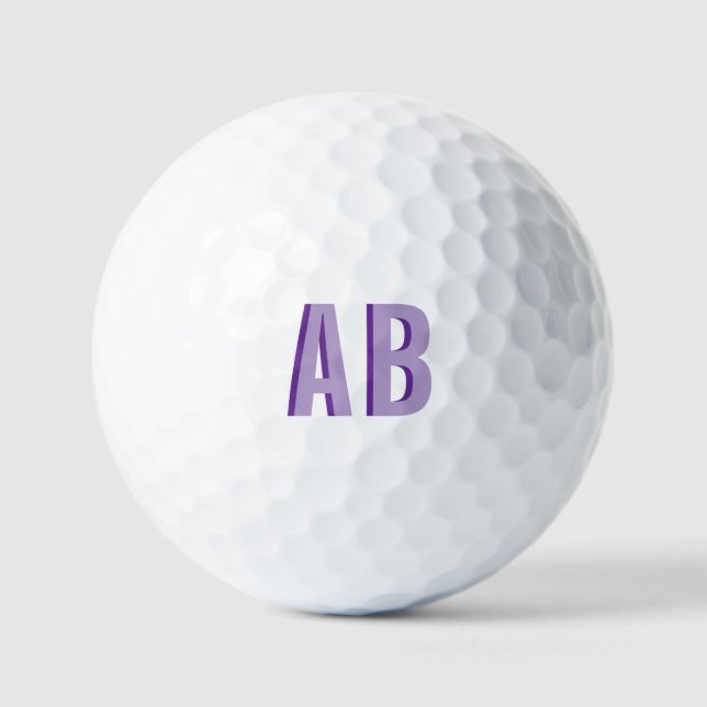 Bold Stacked Purple 2 Letter Monogram Golf Balls (Front)