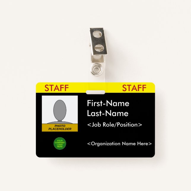 Bold "STAFF" Badge ID Badge (Front with Clip)