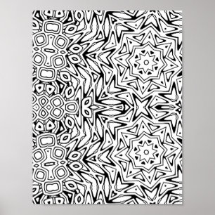 Bold Star Mandala Stripe Pattern Colouring Page Ar Poster