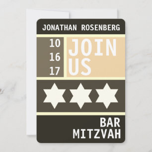 Bold Star of David Bar Mitzvah Invitation