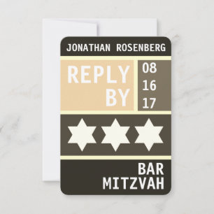 Bold Star of David Bar Mitzvah RSVP Reply Invitation
