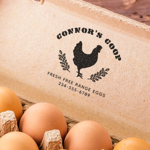 Bold Stencil Farm Name Rustic Chicken Egg Self-inking Stamp