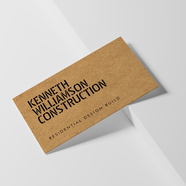 Bold Stenciled Particle Board Construction Business Card (Creator Uploaded)