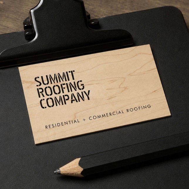 Bold Stenciled Roofing Contractor Business Card (Creator Uploaded)