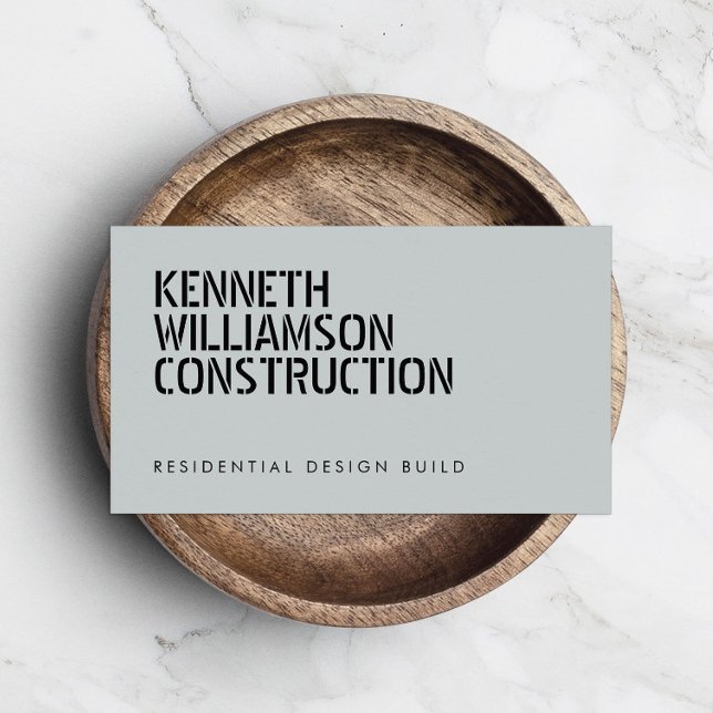 Bold Stenciled Slate Construction Business Card (Creator Uploaded)