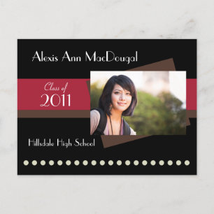 Bold Stripe Announcement Postcard (red)