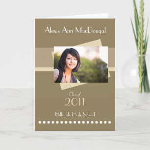 Bold Stripe Folded Graduation Invitation (tan)