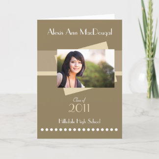 Bold Stripe Folded Graduation Invitation (tan)