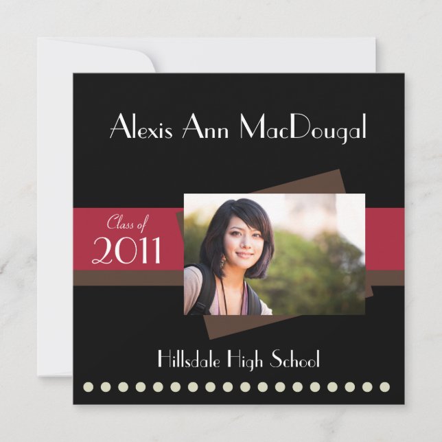 Bold Stripe Graduation Announcement (red) (Front)
