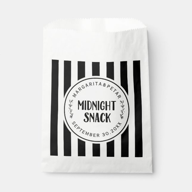 Bold Stripe Midnight Snack Wedding Favour Bags (Front)