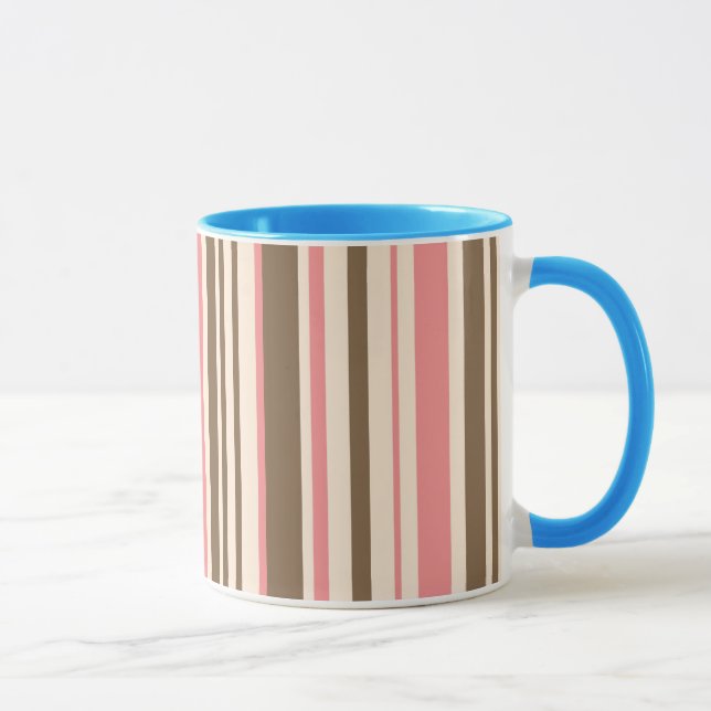 Bold stripe pink brown fawn mug (Right)