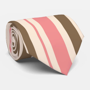 Bold stripe pink brown fawn tie