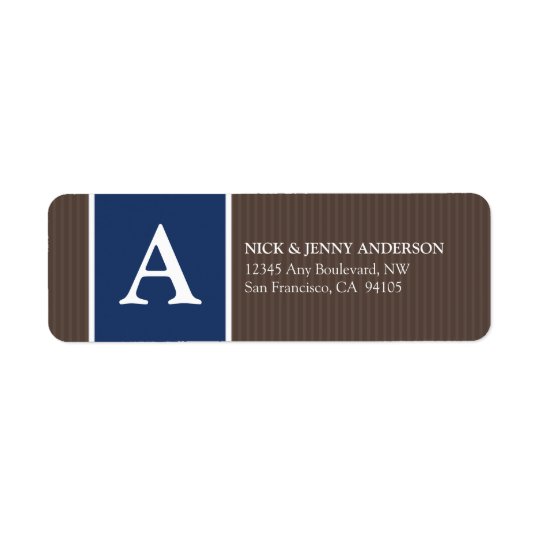 Bold Stripe Return Address Label (chocolate/navy)