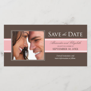 Bold Stripe Save the Date (chocolate/pink)
