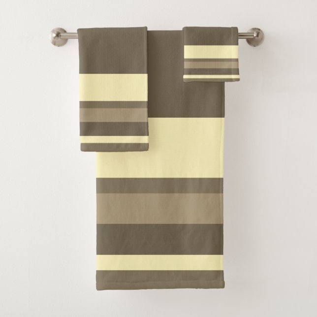 Bold Stripe Towel Set In Elegant Tones (Insitu)