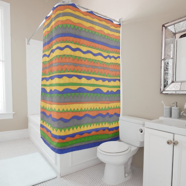 Bold Striped Pattern Shower Curtain (In Situ)
