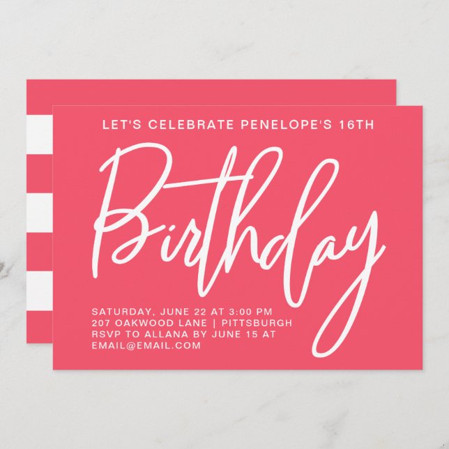 Bold Stripes Birthday Party Invitation (Front/Back)