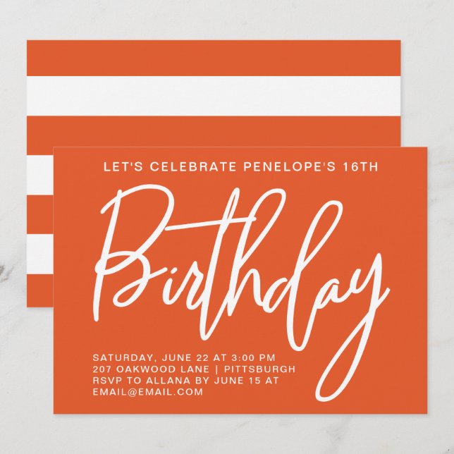 Bold Stripes Birthday Party Invitation (Front/Back)
