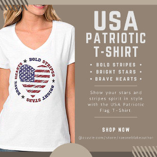 Bold Stripes Bright Stars Brave Hearts USA T-Shirt