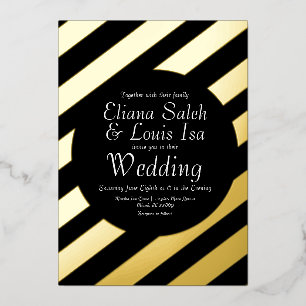 Bold Stripes Gold Script Wedding Pressed
