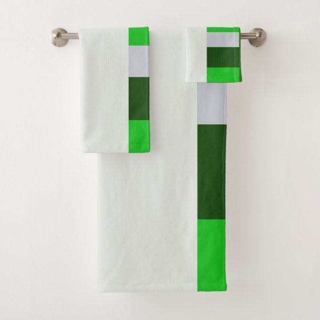 bold Stripes Green grey Bath Towel Set (Insitu)