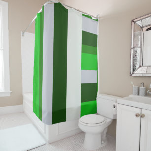bold Stripes Green grey Shower Curtain