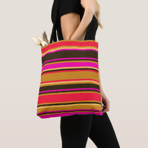 Bold Stripes in Gold, Red & Magenta Tote Bag
