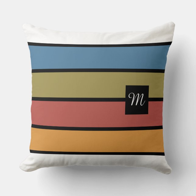 Bold Stripes Monogram Cushion (Front)