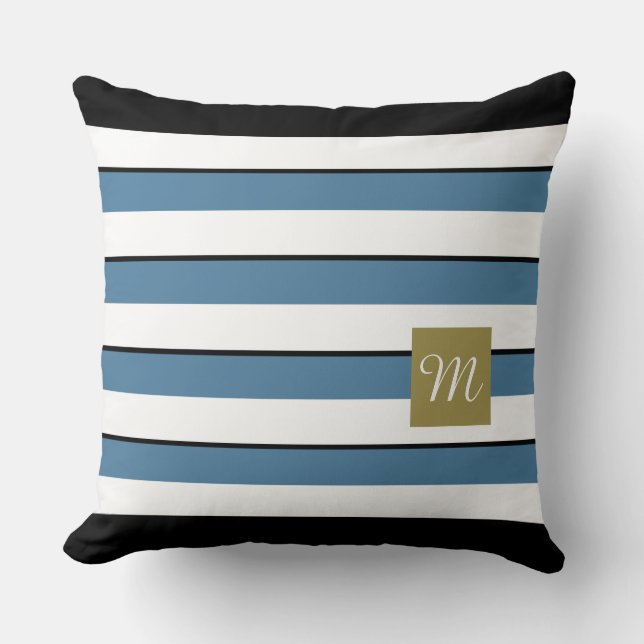 Bold Stripes Monogram Cushion (Front)