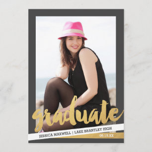 Bold Stripes Photo Graduation Party Invitation