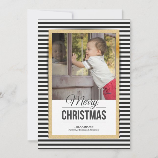 Bold Stripes Photo Holiday Card (Front)