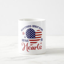 Bold Strips Bright Stars Brave Hearts Mug with US
