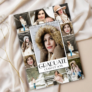 Bold Stylish Graduate Photo Collage Graduation Invitation