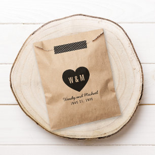 Bold Stylish Monogram Heart Rustic Wedding Favour Bags