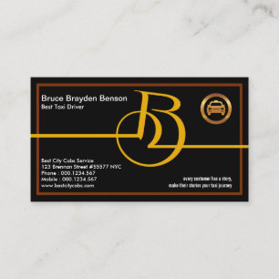 Bold Stylish Monogram Letter-B Best Taxi Service Business Card
