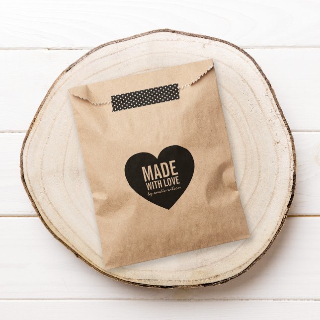 Bold Stylish Rustic Made with Love Heart Favour Bags (Creator Uploaded)