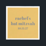 Bold Stylish Yellow Grey Custom Bat Mitzvah Napkin<br><div class="desc">Stylish Bold Typography Yellow and Grey Custom Cute Bat Mitzvah Napkins</div>