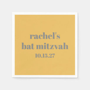 Bold Stylish Yellow Grey Custom Bat Mitzvah Napkin