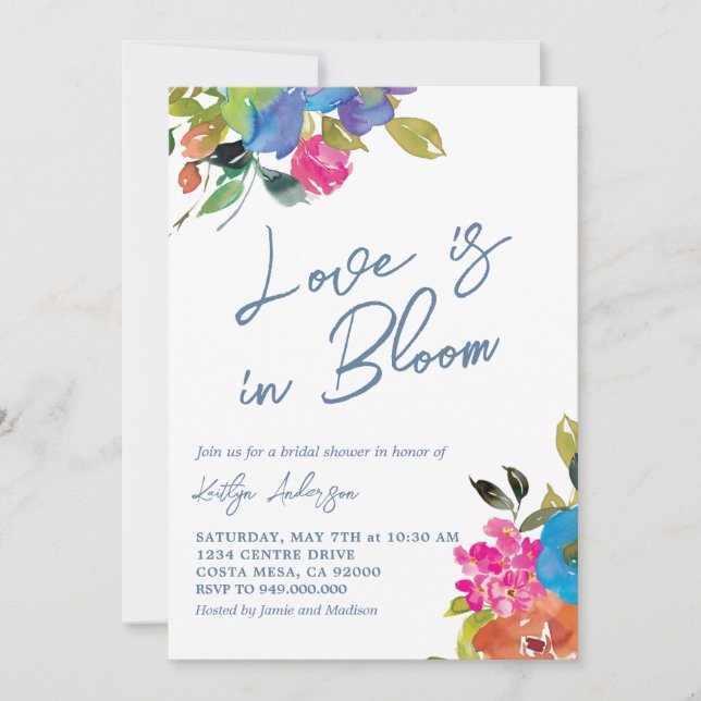Bold Summer Floral Bridal Shower  Invitation (Front)