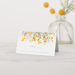 Bold Summer Floral Wedding Place Card