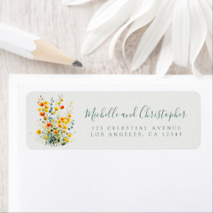 Bold Summer Floral Wedding Return Address