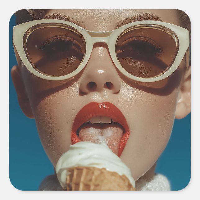 Bold Summer Ice Cream Style Square Sticker (Front)