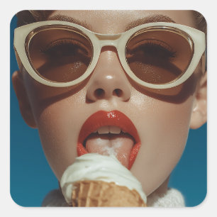 Bold Summer Ice Cream Style Square Sticker