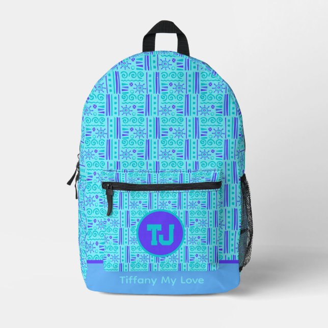 Bold Summer Monogrammed School Backpack (Front)